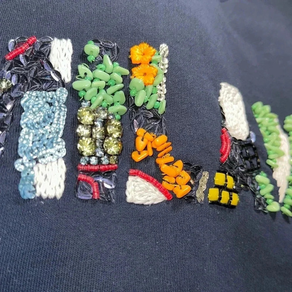 MSGM Milano Beads Authentic Designer Luxury Navy Blue Embellished Sweatshirt SM - Picture 13 of 13